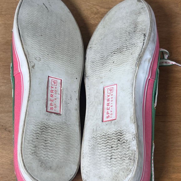 Sperry Top-Sider Bahama Boat Shoes Pink Green Canvas Womens 8M - Picture 4 of 7